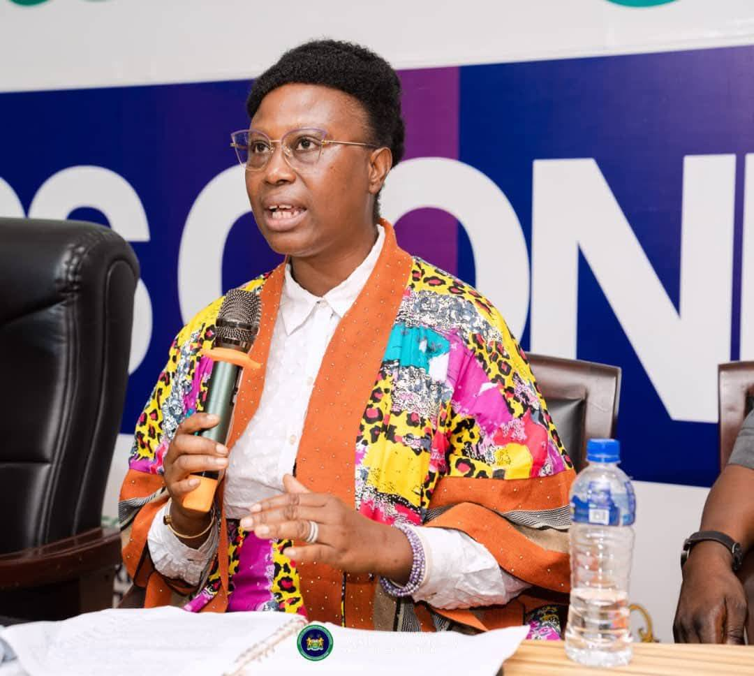 The CEO Mariama Khai Fornah serves as a panelist at the Government Weekly Press Briefing